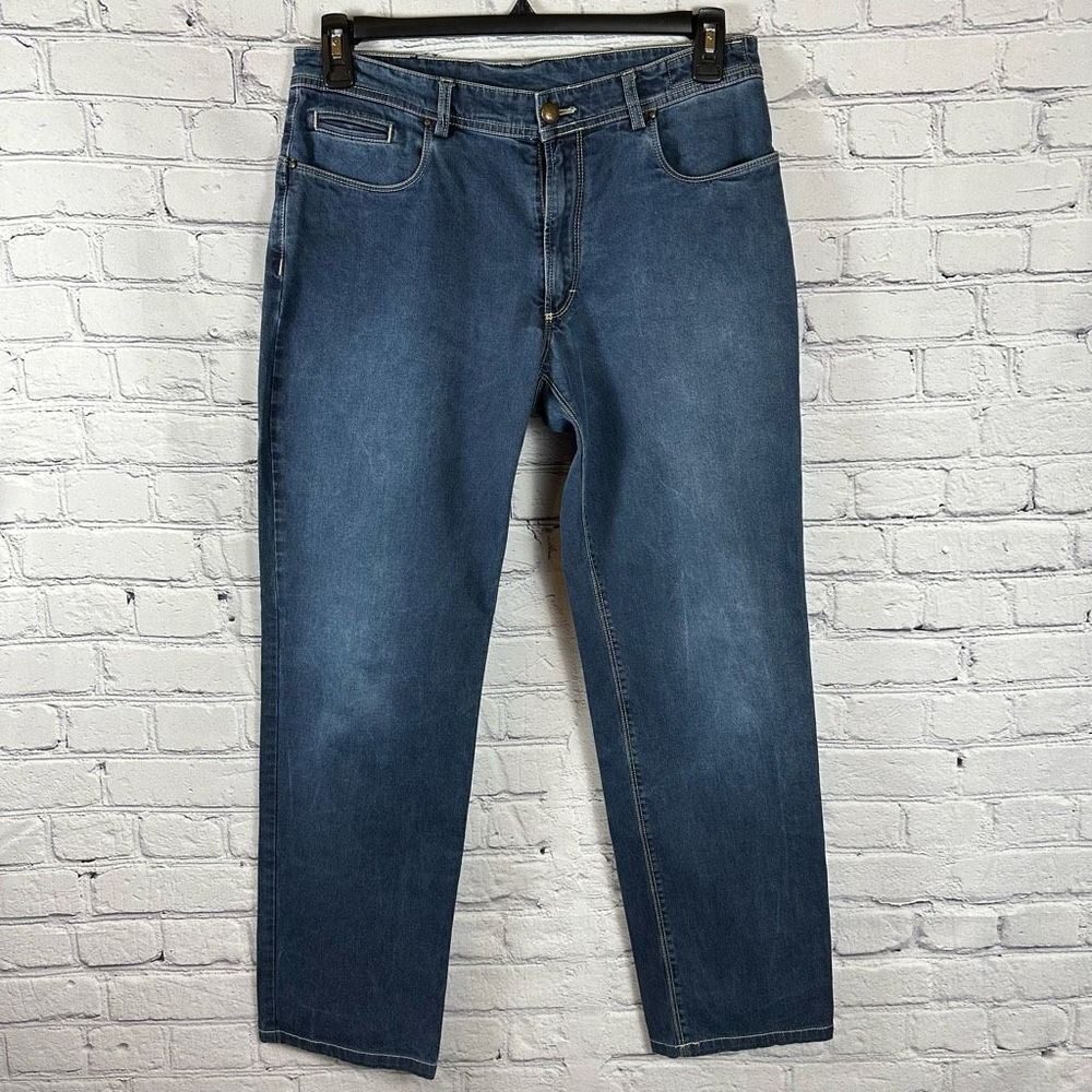Berwich Women’s Denim Jeans Hammered Button Stretch Made in Italy 48 IT/12 US